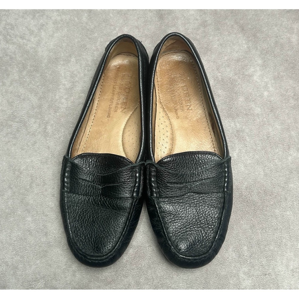 Lauren Ralph Lauren Black Leather Penny Loafers - Women's Flats